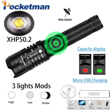 xhp50.2 LED Tactical Flashlight most powerful usb torch 3Mode Zoomable Waterproof Torch Light lanternas 18650 Best Outdoor lamp