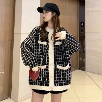 

Tweed Plaid Blazers Women 2019 Autumn Winter Blazer for Women 2019 Casual Jackets Ladies Suit Coat loose oversize Blazers S0079