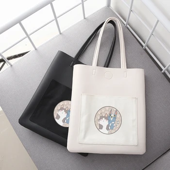 

2019 Large Capacity Women Bags Shoulder Tote Bags Bolsos New Femme Woman Famous Designers Leather Cute Cat Printing Handbags