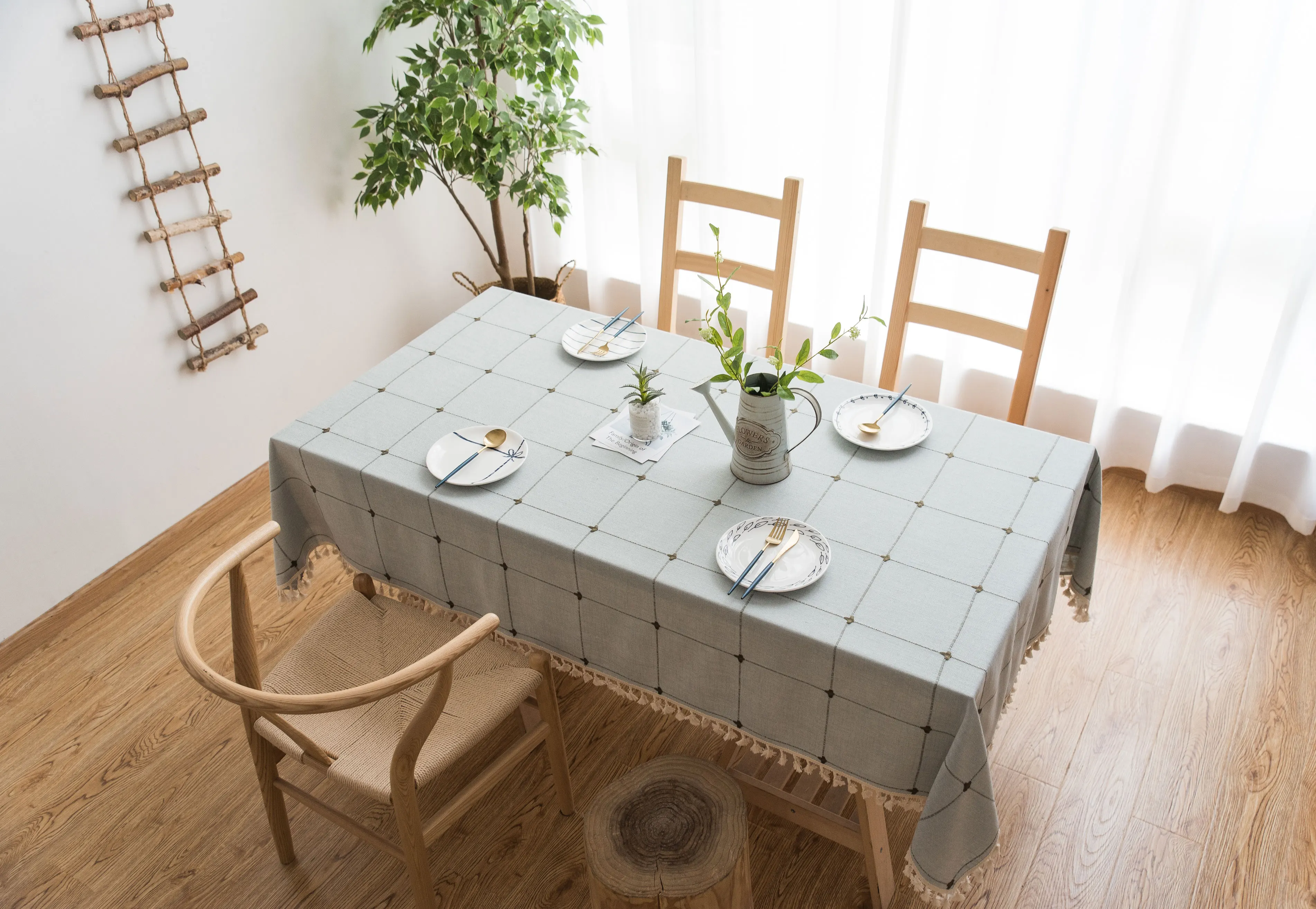 TONGDI скатерть средиземноморская льняная однотонная кружевная вышивка прочное украшение для дома, гостиной, столовой, кухни