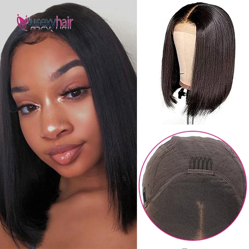 

Straight Bob Human Hair Wigs Brazilian Lace Front Bob Wigs For Black Women Natural Color Remy Pre Plucked Short Human Hair Wig