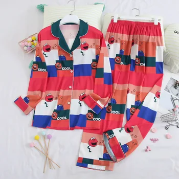 

Wmyqdlq 2020 Autumn New Ladies Pajamas Two-Piece Suit Long-Sleeved Trousers Home Service Cute Cartoon