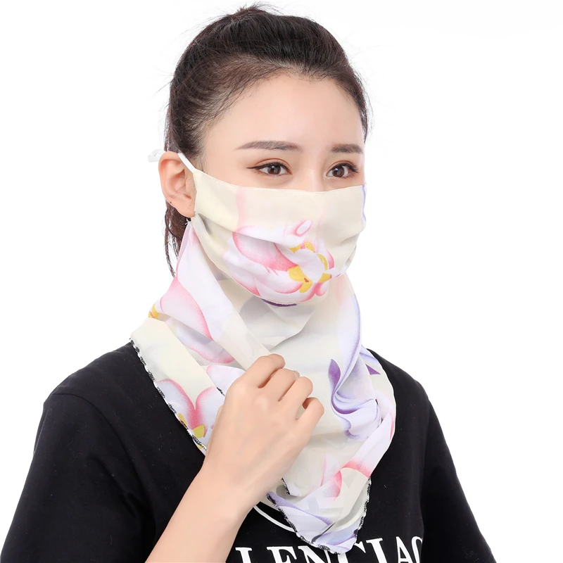 PVP 1 PCS Sunscreen triangle scarf neck mask female summer UV protection breathable thin mask riding veil shade mouth mask - Цвет: Бежевый