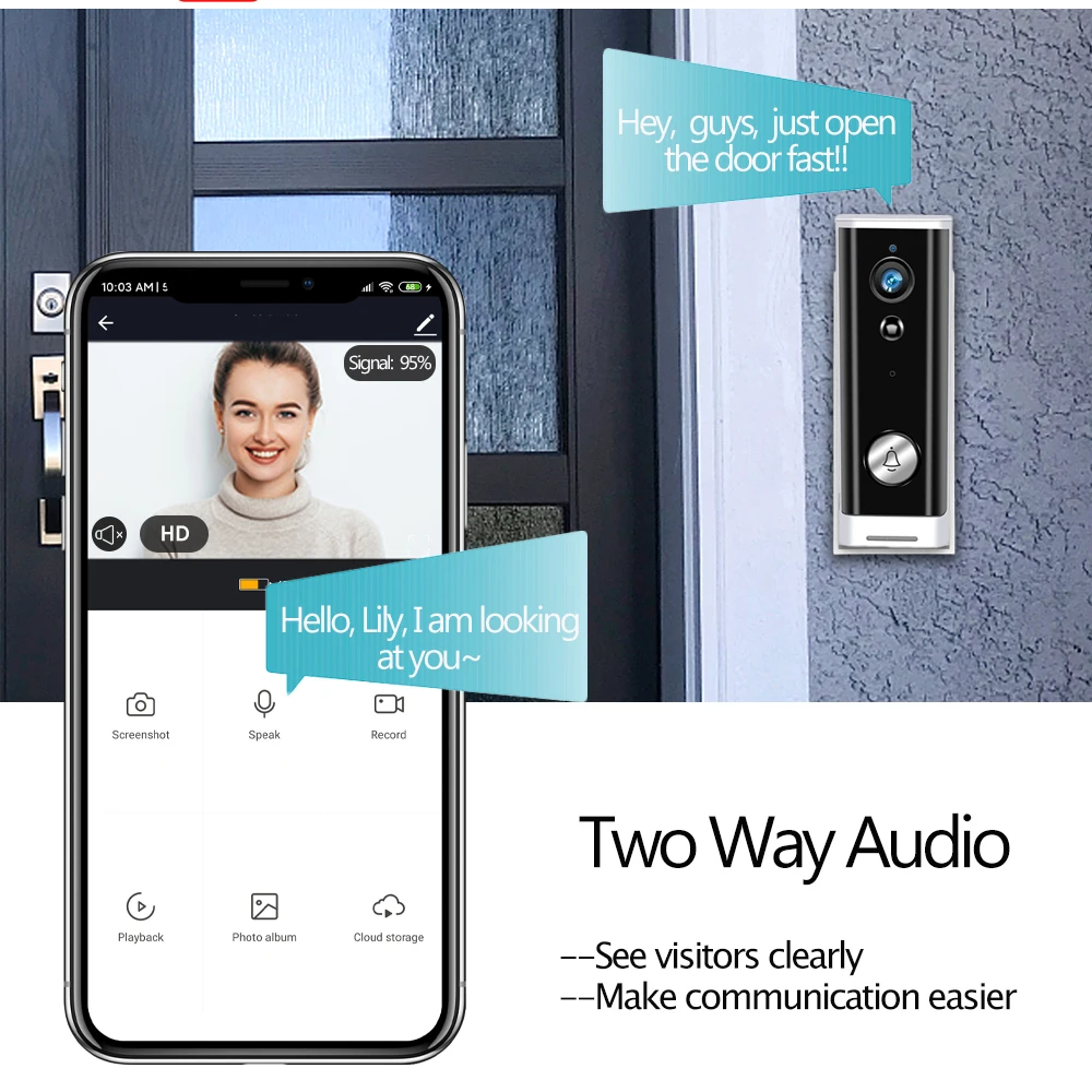 Mini Tuya 1080P WIFI Video Doorbell Wireless Smart Home Door Bell Camera 2MP Two Way Audio PIR Motion Detection Doorbell Camera