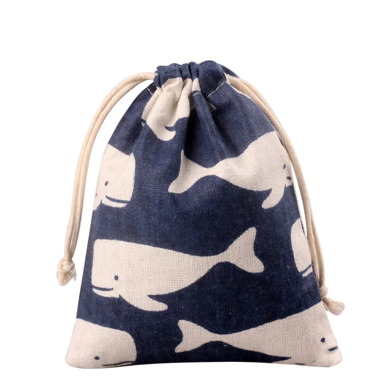 10pcs 8x10cm whale Pattern Style Jewelry Bags Pouch Drawstring Jute Bag  Little Bags for Jewelry Display Storage Diy Gift Bag