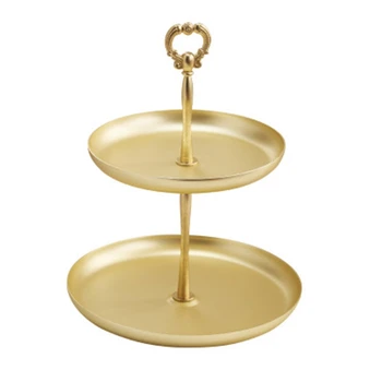 

Double Layer Golden String Disk Entrance Key Mirror Tray for Jewelry Decoration Receipt Box Necklace Storage