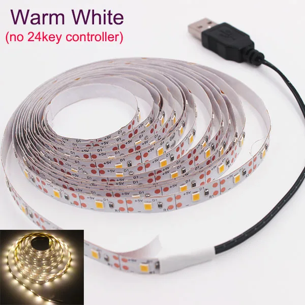 USB WarmWhite Color USB Светодиодная лента DC 5 В гибкий светильник 60 Светодиодный s SMD 2835 50 см 1 м 2 м 3 м 4 м 5 м Мини 3Key настольный декор лента ТВ фоновый светильник ing - Испускаемый цвет: USB WarmWhite Color