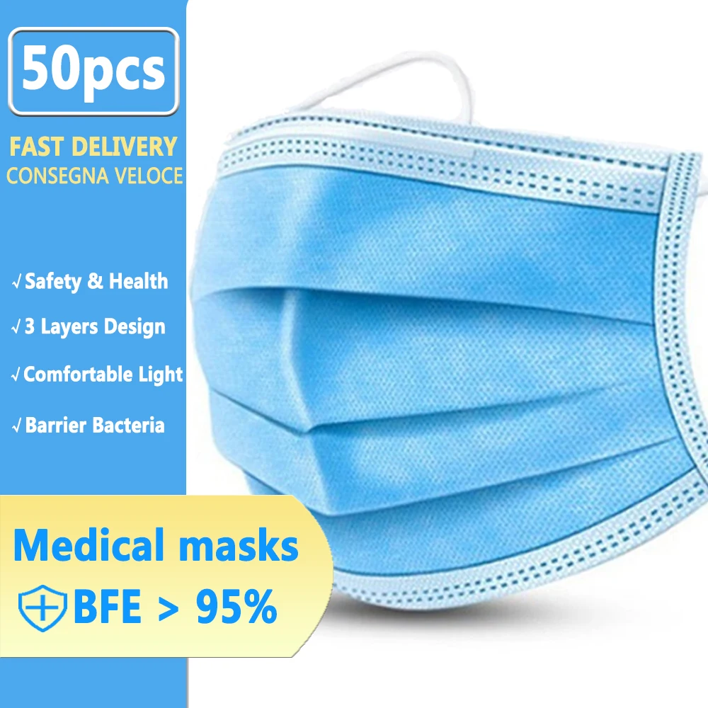 

Disposable Masks Three-Layer Blue Face Mask N95 Influenza Dustproof Breathable Protective Mouth and Nose