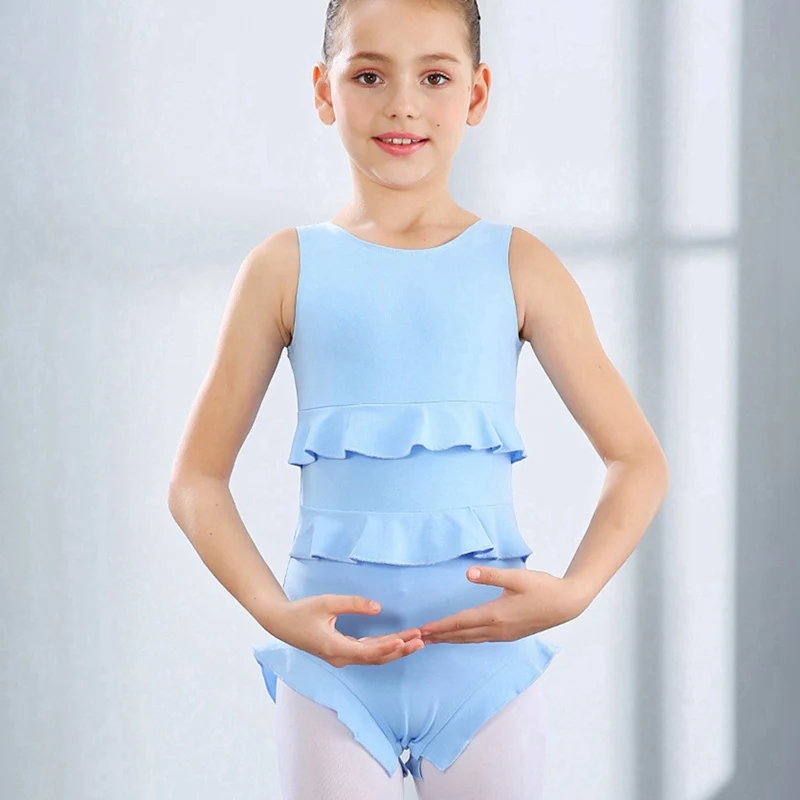 

Girls Practice Gymnastics Leotard Ballet Leotards Clothes Solid Color Cotton Bodysuit For 4-10 Years Children Dancing