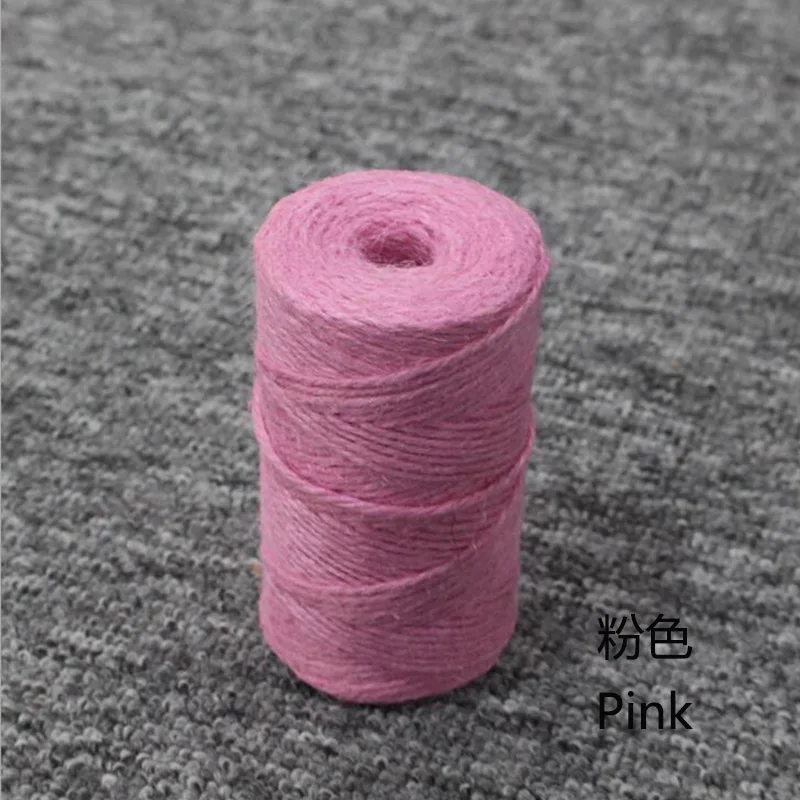 Pink 1 рулон 100 м натуральный в декорированном мешковиной горшке гессенской джутовый шнур-шпагат пеньковая веревка строка 2 мм подарок Обёрточная бумага упаковочный деревенский Свадебные украшения 14 Цвет - Цвет: Pink