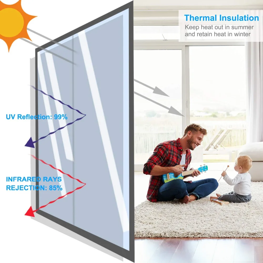 WXSHSH одностороннее зеркало, дневная конфиденциальность, оконная пленка для защиты от солнца, самоклеящаяся, антиуф, контроль тепла, отражающее стекло, оттенок черный-Серебристый