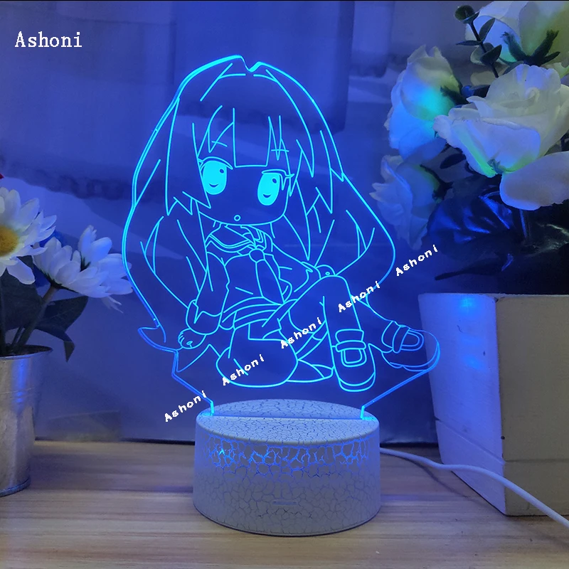 Япония AnimeHatsune Мику 3D лампа Прикроватные светильники ночной Светильник акриловый Панель USB 7 цветов изменить сенсорный цоколь детский подарок