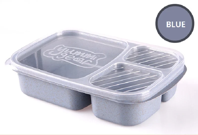 blue Microwavable ланч бокс пластик, не содержащий вра разделенный ланчбокс для взрослых детей студентов детей Bento box квадратный контейнер для еды AT108 - Цвет: blue