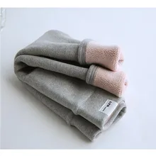 Коллекция года, одежда для детей осенне-зимние теплые розовые штаны из овчины модные штаны с эластичной резинкой на талии