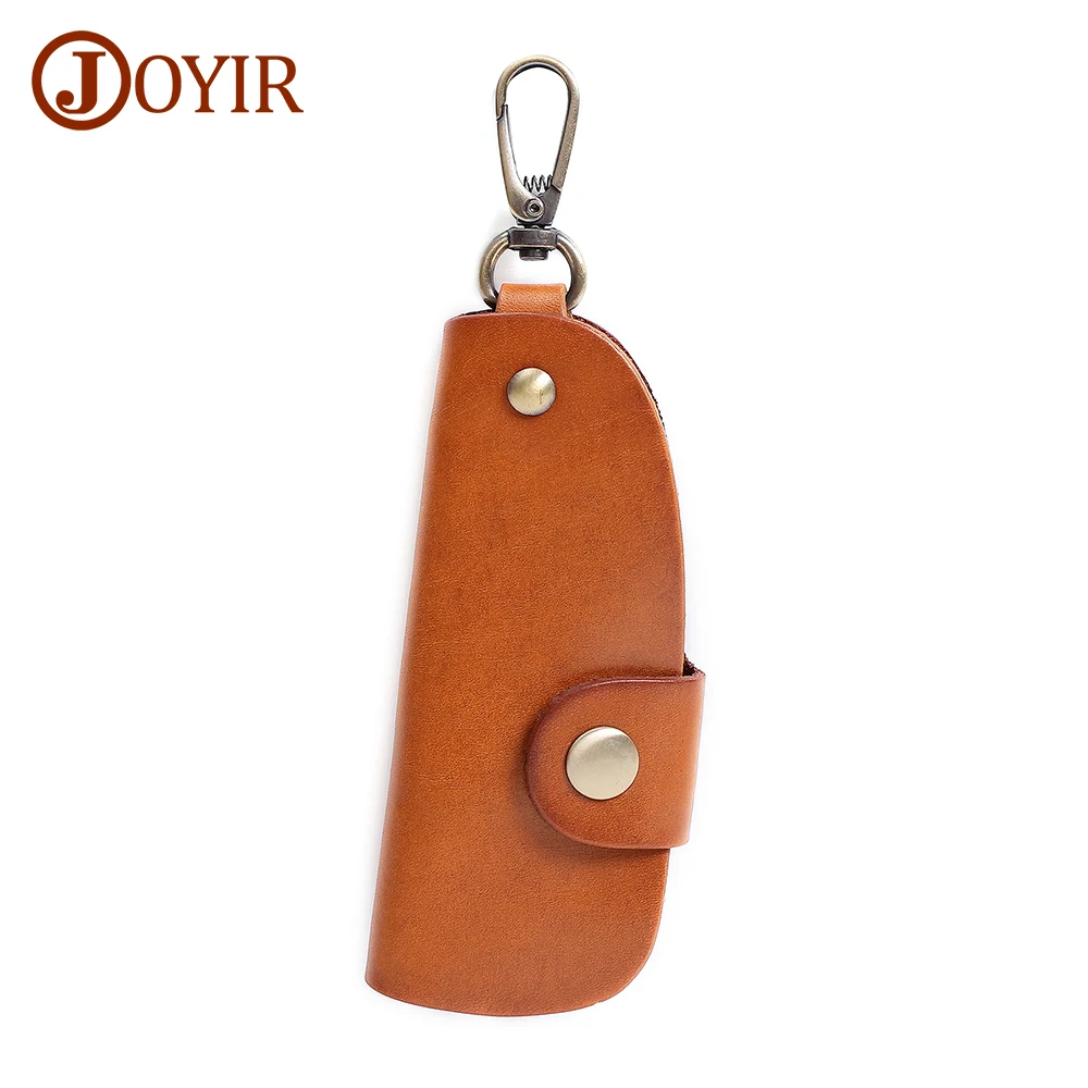 JOYIR Vintage Genuine Leather Key Wallet Men Organizer Housekeeper Keychain Cow Leather Key Case Male Key Holder