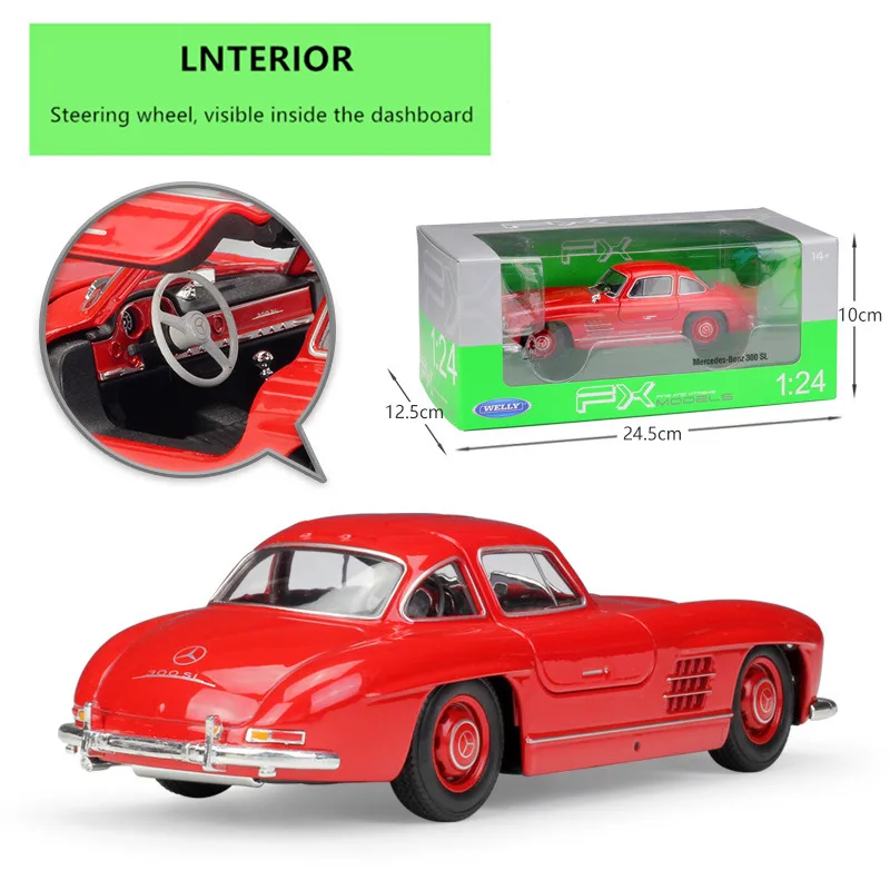 WELLY 1:24 Mercedes 300SL серебро моделирование сплава Модель автомобиля ремесла украшения Коллекция игрушек инструменты подарок