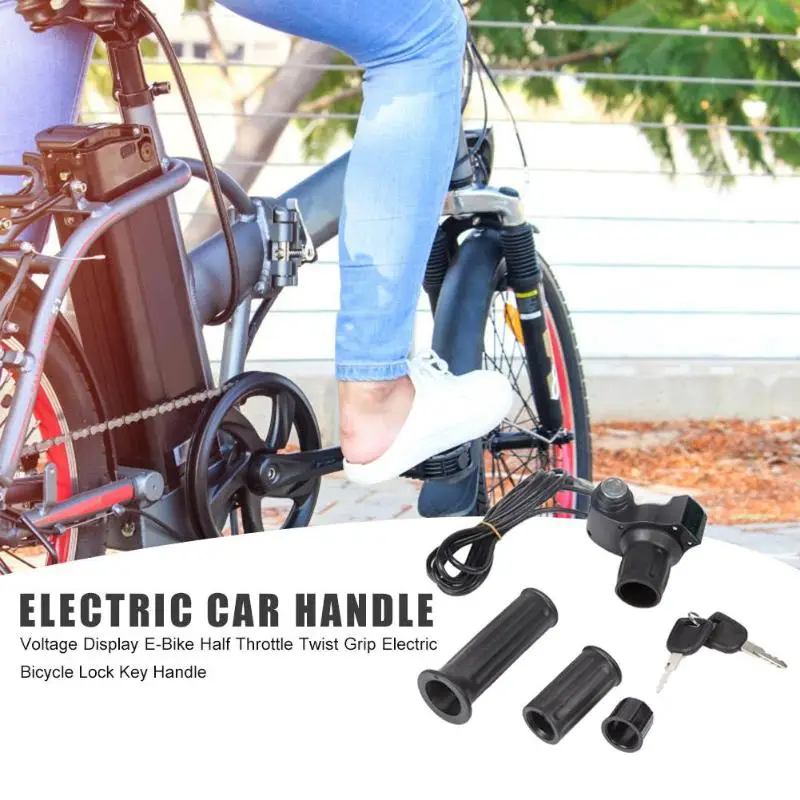 Электрический велосипед половина поворотный захват дросселя замок ключ ручка w/напряжение дисплей велосипед аксессуары части велосипеда ручка