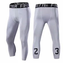 Мужские колготки для бега, Компрессионные Леггинсы для спортзала, спортивные штаны для тренировок, мужская спортивная одежда для бега, фитнеса, спортзала, баскетбола, шорты 3/4