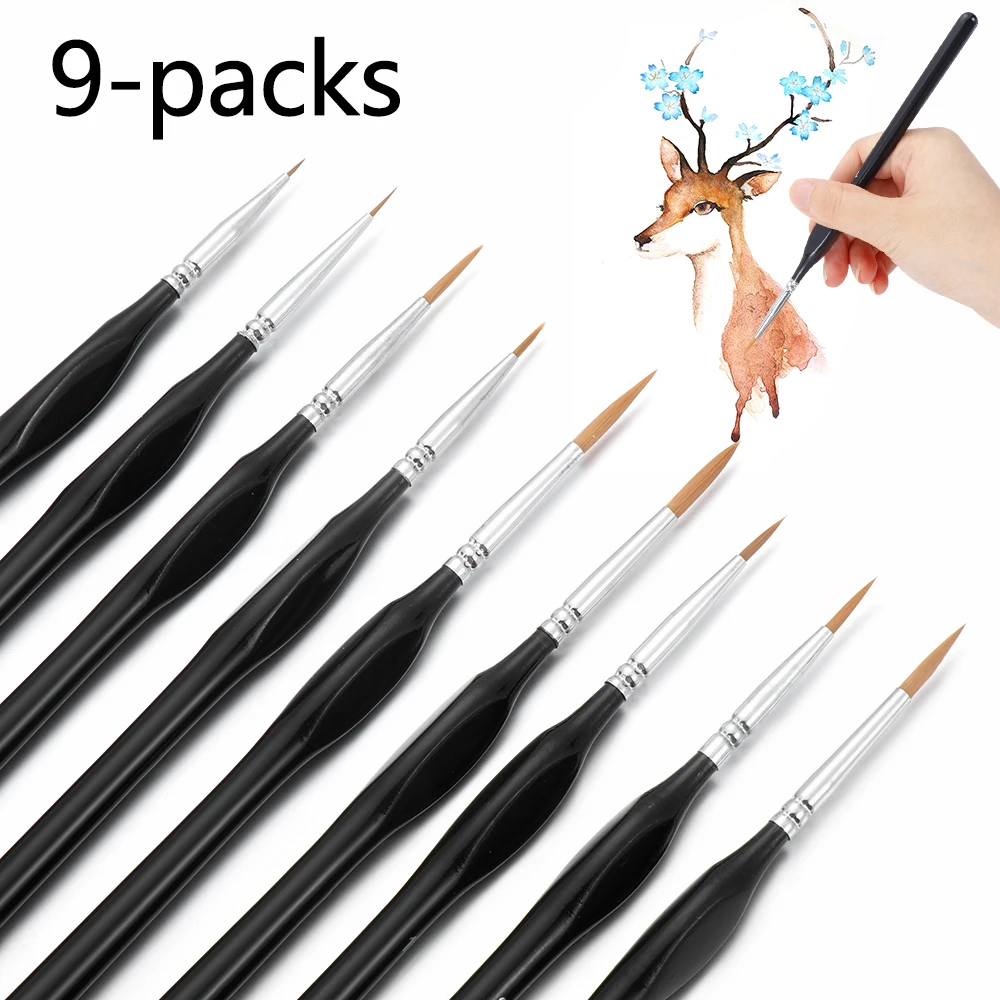 Transon Detail Paint Brush Set- 7 Sizes Weasel Hair with Triangular Handle for Detail Art Painting - Miniatures Acrylic Watercolor