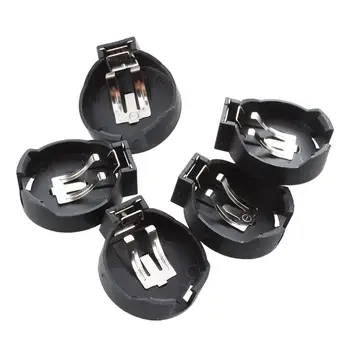 

PCB Hole Plugging Type CR/LIR2450 Button Cell Battery Holder 5 Pcs Black