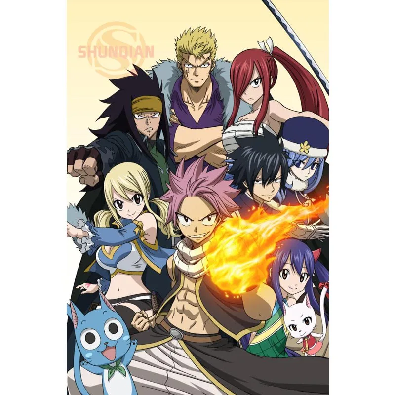 Новый Fairy Tail постер японское аниме Обычная сатиновая печати плакатов ткань на