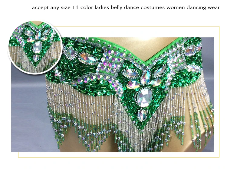 New Design Handmade Beaded Belly Dance Costume Bar+belt 2piece/ Set Ladies  Belly Dance Costumes Women Dancing Wear Tf1601 - Belly Dancing - AliExpress