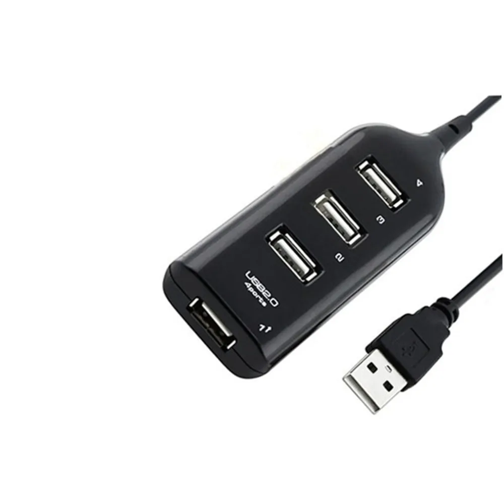 2019 USB 2.0 High Speed 4 Ports Splitter Usb Hub Adapter For PC Laptop Computer Black Receiver Computer Peripherals Accessories