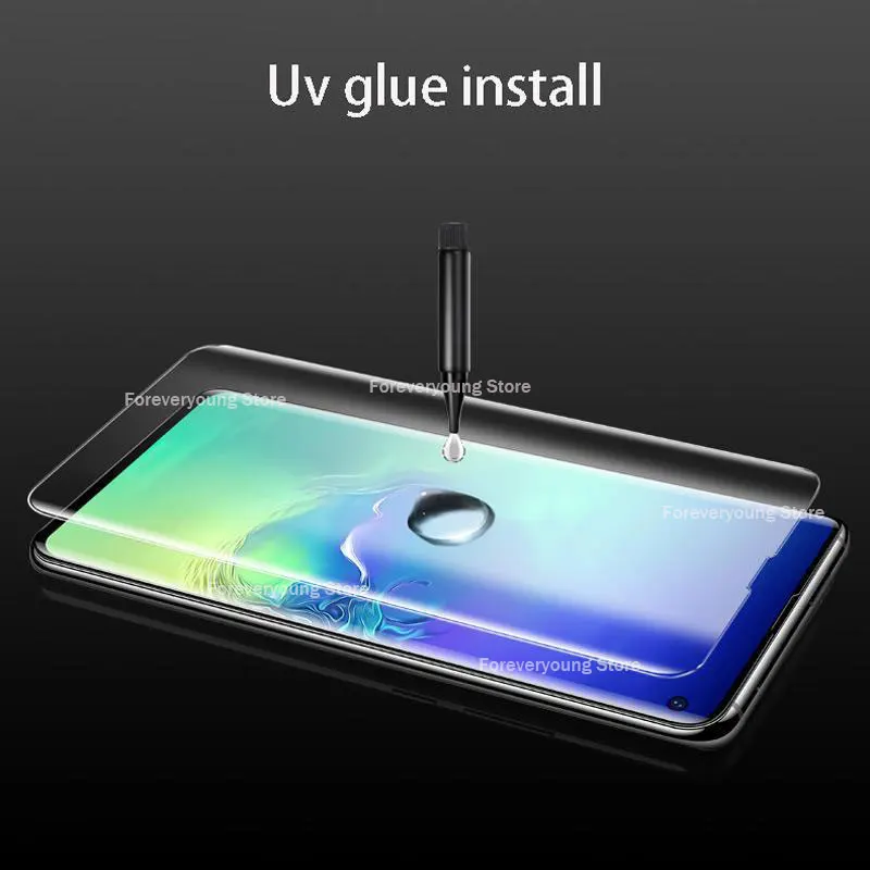 Полный клей УФ жидкое Закаленное стекло протектор для samsung Note 10 Pro Note 8 9 Galaxy S10E S10 S9 S8 Plus S10E S7 Edge прозрачная пленка