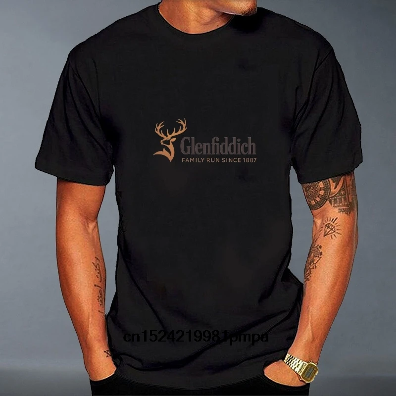 Повседневные футболки Glenfiddich с логотипом Графический Мужской Топ круглым
