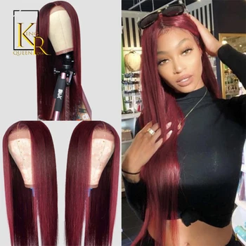 

13*4 Brazilian Straight Ombre 99j Lace Front Human Hair Wigs For Women Pre Plucked Remy Bleached Knots 130% density Low Ratio