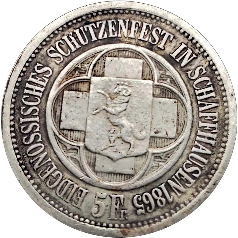 1865 швейцарские монеты КОПИЯ монет 5 франков копия