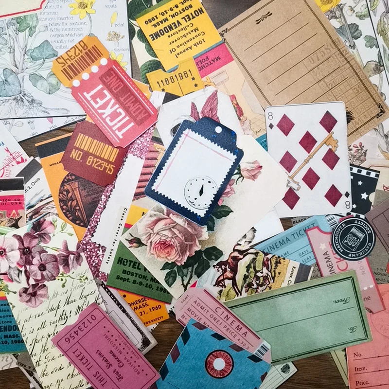 65 шт./пакет винтажные наклейки для скрапбукинга DIY старый ярлык билета серии альбом мусорный журнал пункт счастливые украшения для ежедневника наклейки