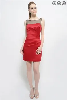 

free shipping 2018 New fashion Strapless Party Prom Gown sheath custom vestido de noiva short red cheap Bridesmaid Dresses