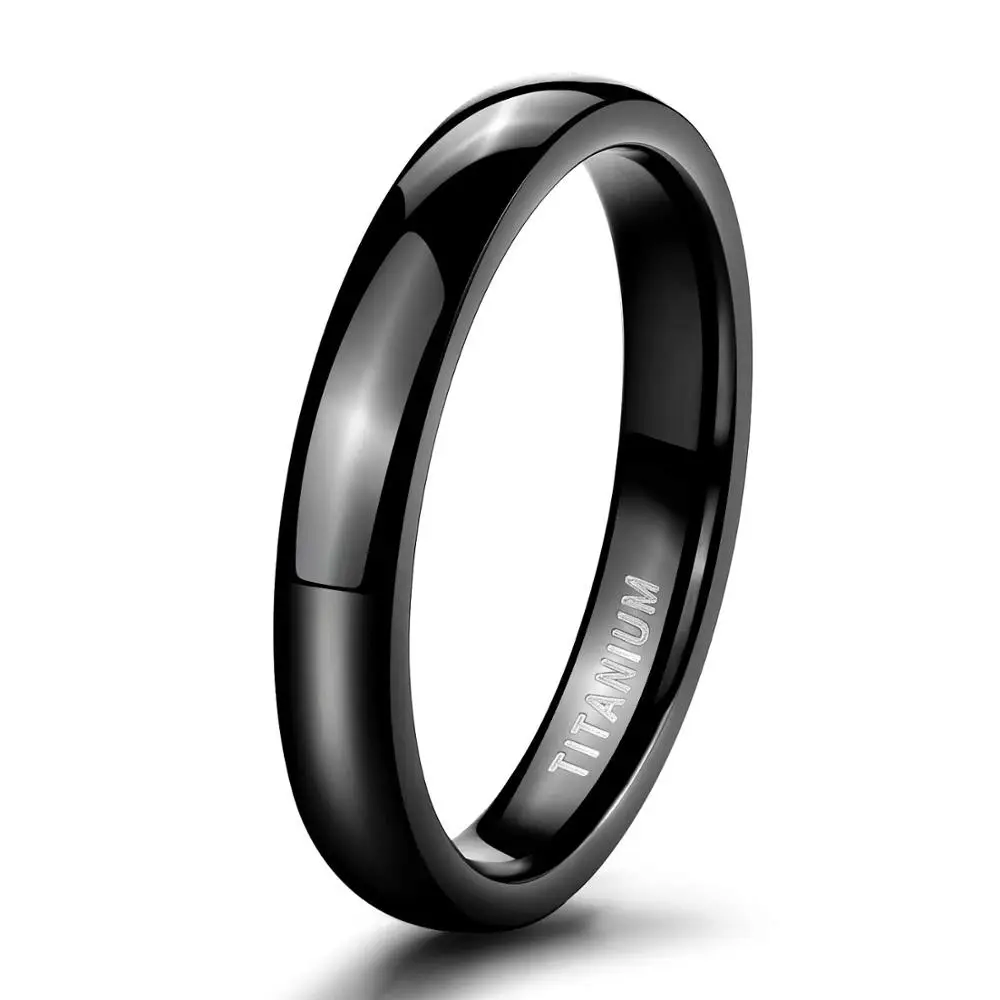Somen anillos de titanio negro de 4mm para hombre y mujer, joyería de moda para anillos de compromiso de boda, regalo de Navidad para novio| - AliExpress