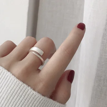 

Simple Fashion Frosted Open Finger Ring 925 Sterling Silver Geometric Ring For Women Party Accessories