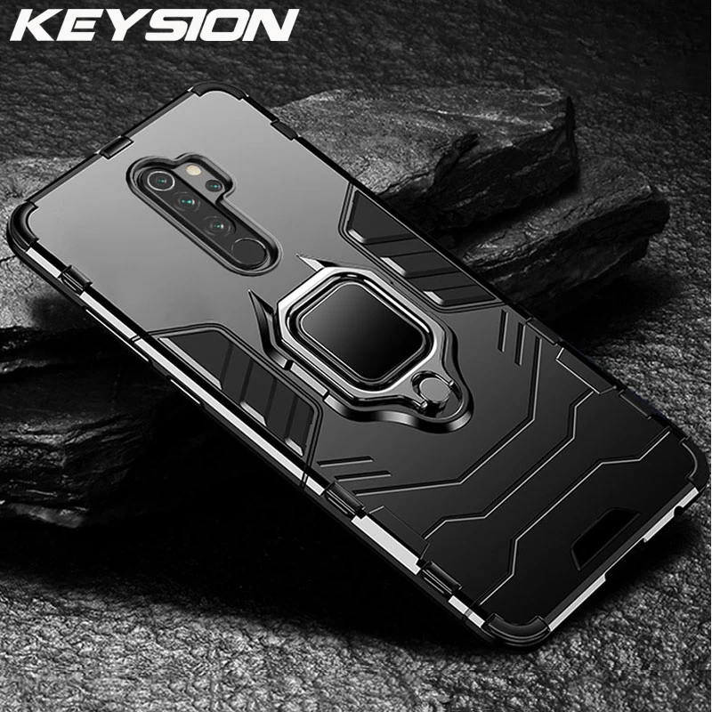 KEYSION Shockproof Armor Case for Redmi Note 8 Pro 7 7A 6 K20 Ring Phone Cover Xiaomi Mi 9T 9 SE CC9e A2 A3 | Мобильные телефоны и