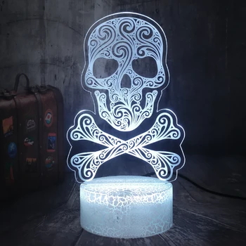 

Lustre Beautiful Skull 3D LED Crackle White Base Baby Cool Night Light Sleep Table Lamp Home Bar Bedroom Decor Christmas lamp