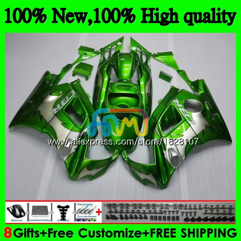 Корпус+ майка для HONDA CBR 600F3 600 F3 FS CBR600FS 3BS. 22 CBR600 F3 CBR600F3 1995 1996 1997 1998 95 96 97 98 зеленый и пламя обтекатель