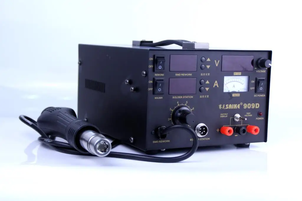 3 в 1 Горячая воздушная пушка наладочная станция SAIKE 909D паяльная станция Электропитание паяльная машина 220 В или 110 В