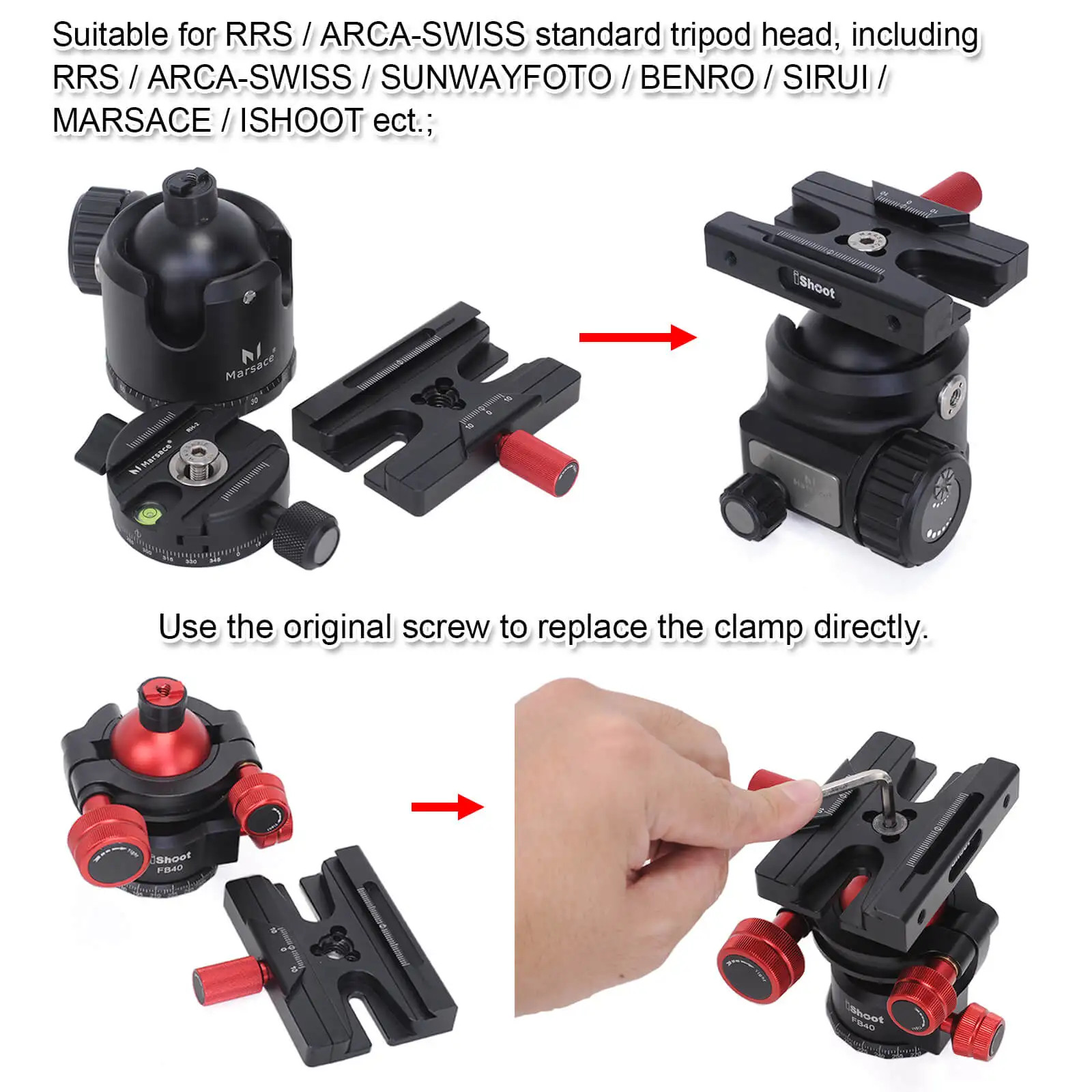 85mm 3/8 Clamp for Quick Release Plate Tripod Head of ARCA-SWISS Gitzo Manfrotto 