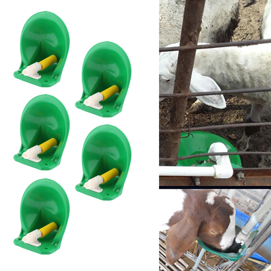 5 x Automatic Waterer Bowl Horse Cattle Goat Sheep Pig Dog - Water Trough Farm Supplies Livestocktool - Plastic Material