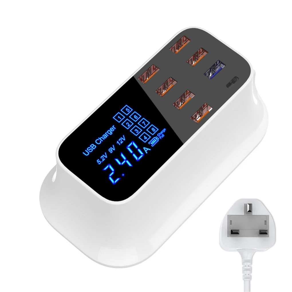 С несколькими usb-портами зарядное устройство концентратор Quick Charge 3,0 8 портов настольное многоразъемное Зарядное устройство USB станция светодиодный дисплей Быстрая зарядка