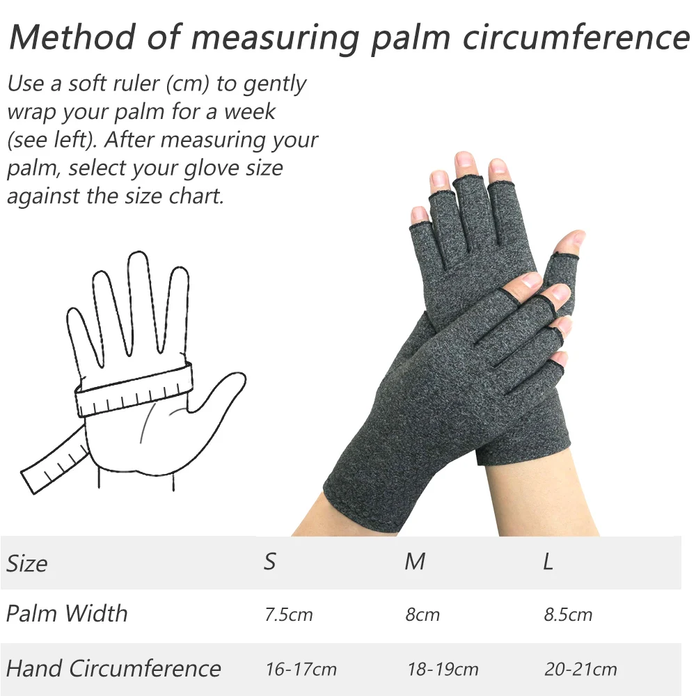 Tcare 2Pcs/Pair Unisex Compression Open Fingers Arthritis Gloves Premium Arthritic Joint Pain Relief Hand Gloves Therapy Cycling