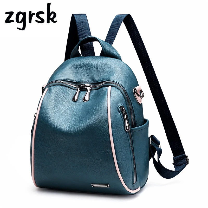 

Female Backpack Casual Backpack Large Capacity Hot Solid Pu Zipper Pink Casual Backpacks For Teenage Girls Bookbag Mochila