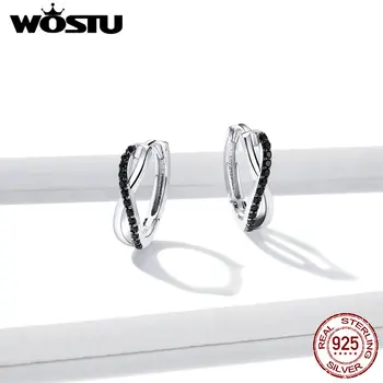 

WOSTU 925 Sterling Silver Earring Woven Symbol of Infinity Earrings stud CZ Crystal Pretty Earring For Wedding Accessories