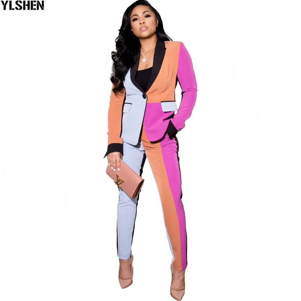 African Women Sets Print Long Sleeve Blazer Jacket Pants Suits Office Lady Elegant 2 Piece Set Business Outfits Africa Clothing 012