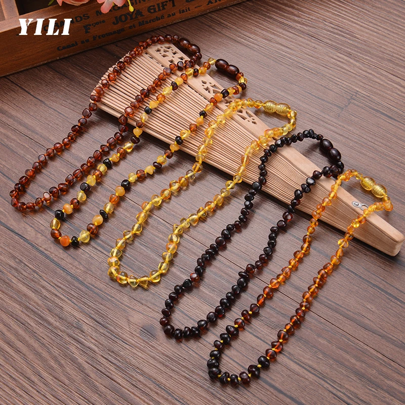 2020 Natural Baltic Teething Ambers Necklace for Baby Children Amber Necklace Handmade Original Irregular Amber Beads Jewelry