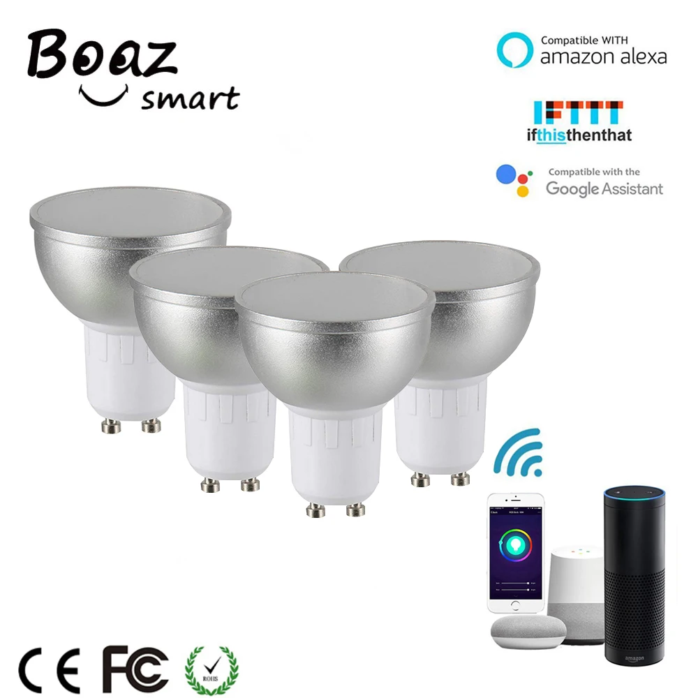 

Wifi Smart LED GU10 Light Bulbs Tuya APP Remote Control Dimmable Multicolor Compatible with Amazon Alexa Google Assistant IFTTT
