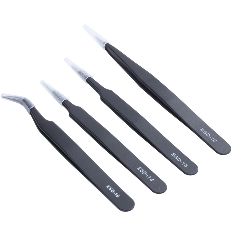 

4x tweezers pointed tweezers metal tweezers anatomically ESD 12-15
