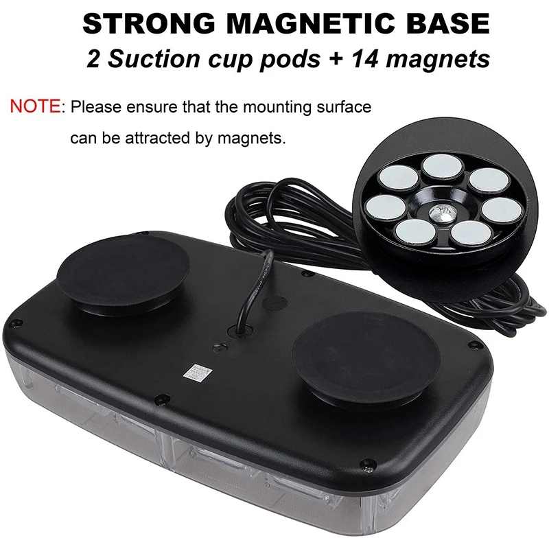 48 LED Roof Top Strobe Lights, High Visibility Emergency Safety Warning LED Mini Strobe Light Bar with Magnetic Base for Snow Pl